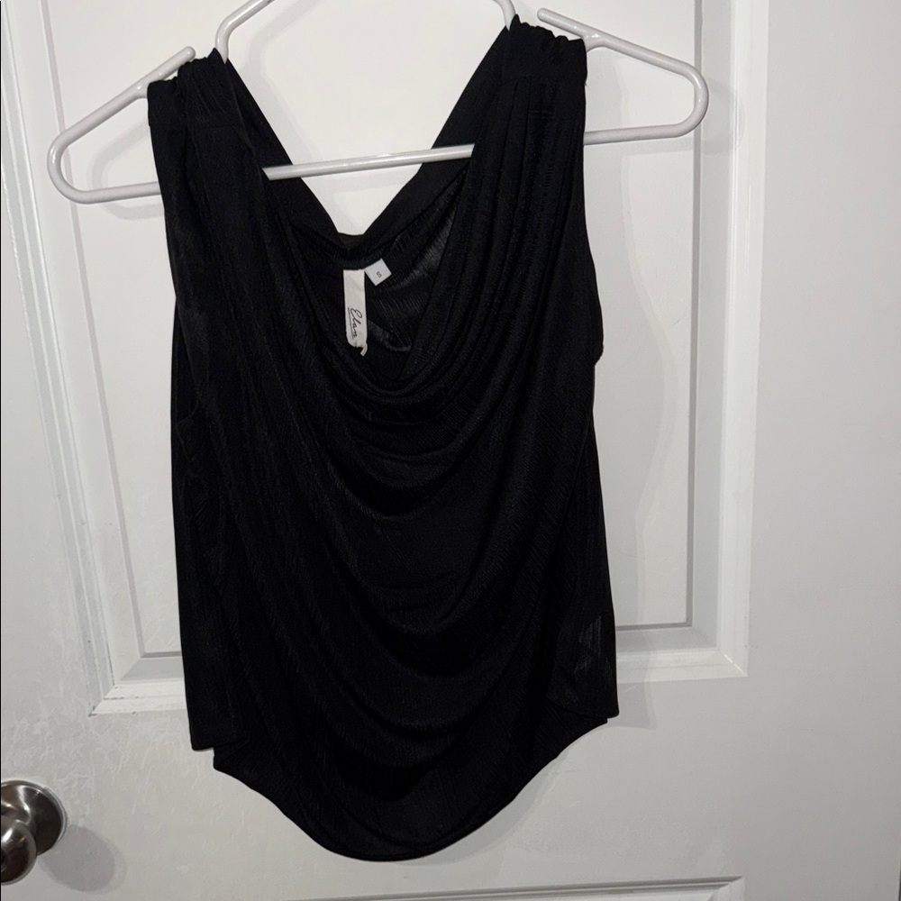 Elan Elegant Black Drape Blouse